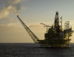 Close-up of an oil platform at sea